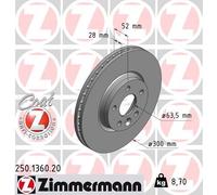2 x ZIMMERMANN 250.1360.20 Disque de frein pour FORD,FORD (CHANGAN),LAND ROVER,L