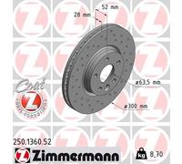 2 x ZIMMERMANN 250.1360.52 Disque de frein pour FORD,FORD (CHANGAN),LAND ROVER,L