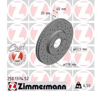 2 x ZIMMERMANN 250.1374.52 Disque de frein pour FORD,FORD (CHANGAN)