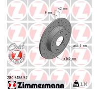 2 x ZIMMERMANN 280.3186.52 Disque de frein pour HONDA,HONDA (DONGFENG)