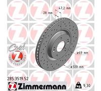 2 x ZIMMERMANN 285.3519.52 Disque de frein pour HYUNDAI,HYUNDAI (BEIJING),KIA,KI