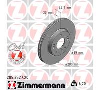 2 x ZIMMERMANN 285.3527.20 Disque de frein pour HYUNDAI,HYUNDAI (BEIJING),KIA
