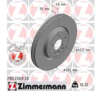 2 x ZIMMERMANN 290.2269.20 Disque de frein pour JAGUAR,JAGUAR (CHERY),LAND ROVER