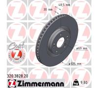 2 x ZIMMERMANN 320.3828.20 Disque de frein pour KIA