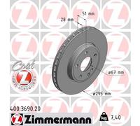 2 x ZIMMERMANN 400.3690.20 Disque de frein pour MERCEDES-BENZ,MERCEDES-BENZ (BBD