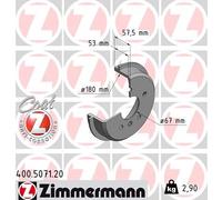 2 x ZIMMERMANN 400.5071.20 Tambour de frein pour MERCEDES-BENZ