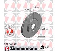 2 x ZIMMERMANN 430.2600.20 Disque de frein pour OPEL,VAUXHALL
