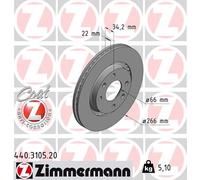 2 x ZIMMERMANN 440.3105.20 Disque de frein pour CITROËN,CITROËN (DF-PSA),DS,OPEL