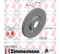 2 x ZIMMERMANN 440.3128.52 Disque de frein pour CITROËN,CITROËN (DF-PSA),DS,FIAT