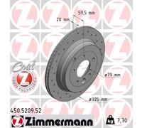 2 x ZIMMERMANN 450.5209.52 Disque de frein pour LAND ROVER