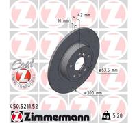 2 x ZIMMERMANN 450.5211.52 Disque de frein pour JAGUAR,JAGUAR (CHERY),LAND ROVER