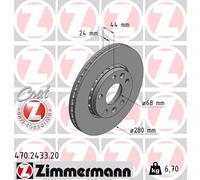 2 x ZIMMERMANN 470.2433.20 Disque de frein pour DACIA,NISSAN,RENAULT