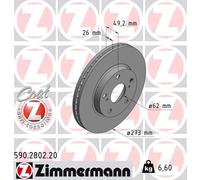 2 x ZIMMERMANN 590.2802.20 Disque de frein pour TOYOTA