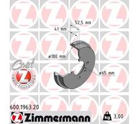 2 x ZIMMERMANN 600.1963.20 Tambour de frein pour VW