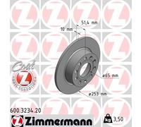 2 x ZIMMERMANN 600.3234.20 Disque de frein pour AUDI,SEAT,SKODA,VW