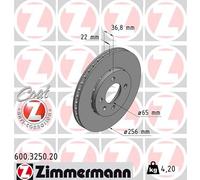 2 x ZIMMERMANN 600.3250.20 Disque de frein pour SEAT,SKODA,VW