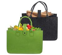 2 XXL Sac en Feutre 1 Gris 1 Vert Panier de Rangement Portable de Luxe Shopper con Cerniera XXL Pliable Panier à Bois de Cheminée Sac à Jouets pour le Transport Bois Journaux Jouets Faire du Shopping