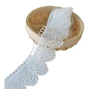 2 Yards Hollow Style Floral White Black Lace Trim Design For Wedding Bridal Water Soluble Garment Decoration 3.9cm(White)