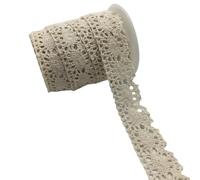 2 Yards/lot Apparel Sewing Fabric Ivory Cream Black Trim Cotton Crocheted Lace Ribbon Handmade Accessories(Style 17)