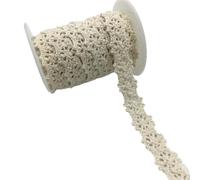 2 Yards/lot Apparel Sewing Fabric Ivory Cream Black Trim Cotton Crocheted Lace Ribbon Handmade Accessories(Style 14)