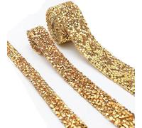 2 yards - Ruban de strass en cristal - Décoration autocollante - Strass - Pour bricolage, artisanat, téléphone, décoration de mariage, anniversaire, décoration dorée