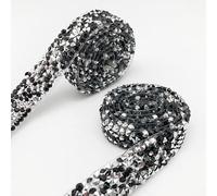 2 yards - Ruban de strass en cristal - Décoration autocollante - Strass - Pour bricolage, artisanat, téléphone, décoration de mariage, anniversaire, noir et argenté