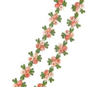 2 Yards Water Soluble Cherry Flower Lace Trim Wedding Dress Applique DIY Clothing Accessories Sewing Supplies 2cm(Orange pink)