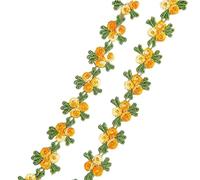 2 Yards Water Soluble Cherry Flower Lace Trim Wedding Dress Applique DIY Clothing Accessories Sewing Supplies 2cm(Orange)