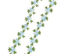 2 Yards Water Soluble Cherry Flower Lace Trim Wedding Dress Applique DIY Clothing Accessories Sewing Supplies 2cm(Blue)