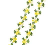 2 Yards Water Soluble Cherry Flower Lace Trim Wedding Dress Applique DIY Clothing Accessories Sewing Supplies 2cm(Yellow)