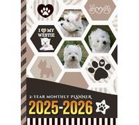 2-Year Monthly Planner 2025-2026: 8.5x11 Dated Organizer With 100 Blank College-Ruled Paper Combo / 24-Month Schedule Gift / West Highland Terrier - Westie Dog Art Pattern Cover