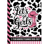 2-Year Monthly Planner 2026-2027: 8.5x11 Dated Organizer With 100 Blank College-Ruled Notebook Pages Combo / 24-Month Schedule / Black White Cow Print Pattern - Pink Cowgirl Theme Cover