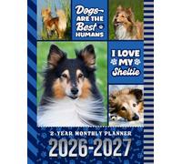 2-Year Monthly Planner 2026-2027: 8.5x11 Dated Organizer With 100 Blank College-Ruled Notebook Pages Combo / 24-Month Schedule / Shetland Sheepdog - Sheltie Dog Art Pattern Cover