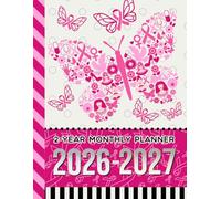 2-Year Monthly Planner 2026-2027: 8.5x11 Dated Organizer With 100 Blank College-Ruled Notebook Pages Combo / 24-Month Schedule / Pink Ribbon Butterfly Art - Breast Cancer Awareness Theme