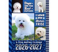 2-Year Monthly Planner 2026-2027: 8.5x11 Dated Organizer With 100 Blank College-Ruled Notebook Pages Combo / 24-Month Schedule / Bichon Frise Dog Art Pattern Cover