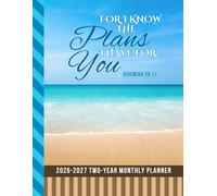 2-Year Monthly Planner 2026-2027: 8.5x11 Dated Organizer With 100 Blank College-Ruled Notebook Pages Combo / 24-Month Schedule / Christian Bible Verse Cover - Beach Theme