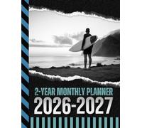2-Year Monthly Planner 2026-2027: 8.5x11 Dated Organizer With 100 Blank College-Ruled Notebook Pages Combo / 24-Month Schedule / Surfer on Beach - Surfing Water Sports Art Cover Design