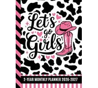 2-Year Monthly Planner 2026-2027: Hardcover / 8.5x11 Dated Organizer With 100 Blank College-Ruled Notebook Pages Combo / 24-Month Schedule / Black White Cow Print Pattern - Pink Cowgirl Theme Cover