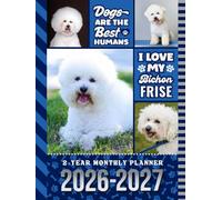 2-Year Monthly Planner 2026-2027: Hardcover / 8.5x11 Dated Organizer With 100 Blank College-Ruled Notebook Pages Combo / 24-Month Schedule / Bichon Frise Dog Art Pattern Cover
