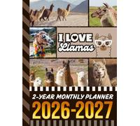 2-Year Monthly Planner 2026-2027: Hardcover / 8.5x11 Dated Organizer With 100 Blank College-Ruled Notebook Pages Combo / 24-Month Schedule / Llama Alpaca - Farm Animal Lover Art Theme Cover