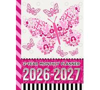 2-Year Monthly Planner 2026-2027: Hardcover / 8.5x11 Dated Organizer With 100 Blank College-Ruled Notebook Pages Combo / 24-Month Schedule / Pink Ribbon Butterfly Art - Breast Cancer Awareness Theme