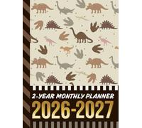 2-Year Monthly Planner 2026-2027: Hardcover / 8.5x11 Dated Organizer With 100 Blank College-Ruled Notebook Pages Combo / 24-Month Schedule / Dinosaur Lover Art Theme Pattern