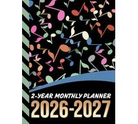 2-Year Monthly Planner 2026-2027: Hardcover / 8.5x11 Dated Organizer With 100 Blank College-Ruled Notebook Pages Combo / 24-Month Schedule / Music Note Art Pattern