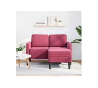 vidaXL Canapé 2 places avec méridienne en L rouge bordeaux 125 cm