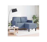 2-zitsbank met ligstoel L-vormig 125 cm linnen blauw4107079