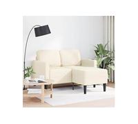 2-zitsbank met ligstoel L-vormig crÃmekleurig 125 cm linnen4107078