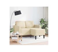 vidaXL Canapé 2 places avec méridienne en L crème 125 cm tissu, canapé 2 places de chambre, causeuse, canapé deux places, 4107065