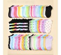 20/10/1 paire de chaussettes courtes pour femmes avec nœud en forme de cœur bonbon et rayures, douces et confortables, polyvalentes, convenant comme cadeau ou pour un port quotidien, couleur aléatoire