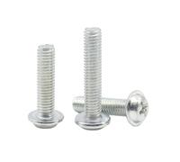 20-100 Pièces M3-M6 PWM-type Vis à machine à tête bombée fendue cruciforme avec collier zinguée en acier au carbone, M6x25mm(20 pièces)
