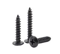 20-100 Pièces M3-M6 TA-type Vis autoforantes à tête champignon fendue cruciforme en acier au carbone noir, M6x25mm(20 pièces)